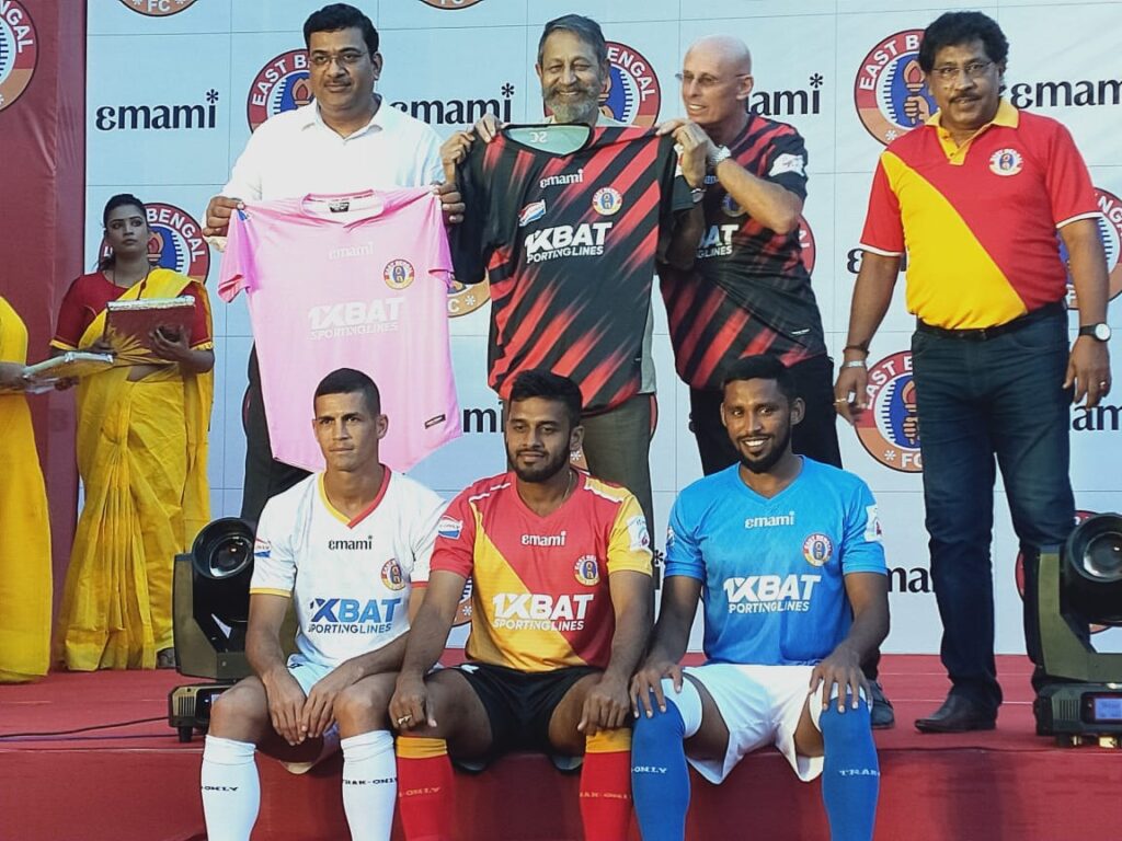 Emami East Bengal released brand new jerseys for the forthcoming ISL season at Rajdnaga Naba Uday Sangha