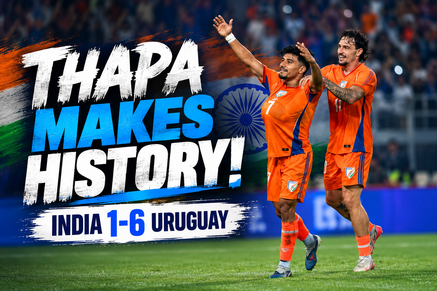 India vs Uruguay: Thapa Makes History as India Fall 6-1 to Uruguay in Kolkata
